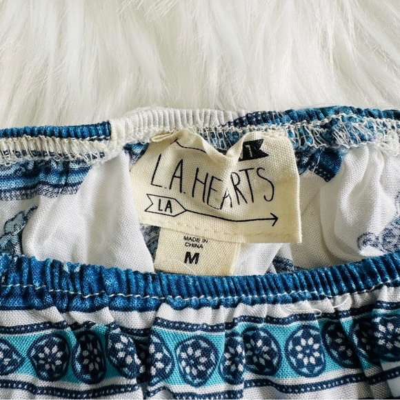 3x$25 L.A. Hearts Blue Off the Shoulder Cold Shoulder Loose Cropped Top, Medium - Picture 4 of 5